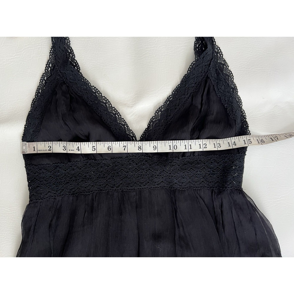 Vintage Forever 21 Black Babydoll Dress Size M Silk Whimsigoth Fairy Coquette - Picture 9 of 11